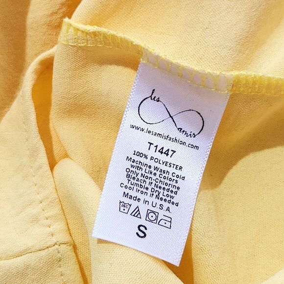 Les Amis Top For Women Size Small Yellow Relax Fit Short Sleeve Lightweight - Picture 10 of 10